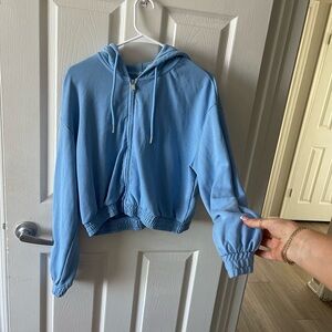 Light Blue Zip-Up Hoodie